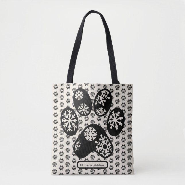 Bolso De Tela Personalizado DOG BREED Navidades Paw Snowflake Ni (Anverso)