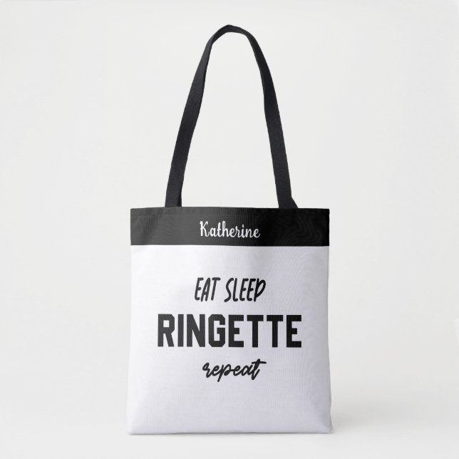 Bolso De Tela Personalizado Eat Sleep Ringette Repeat Ringette P (Anverso)