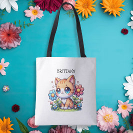 Bolso De Tela Personalizado el gato curado de Naranja Kitty en l