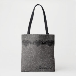 Bolso De Tela Personalizado el moderno Purpurina gris negro enca