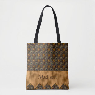 Bolso De Tela Personalizado el nombre de la Bonito de pavo real 