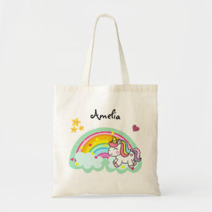 Bolso De Tela Personalizado el unicornio y el arcoiris supercuto
