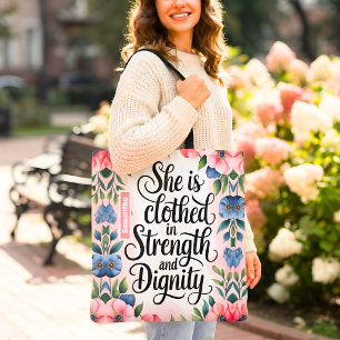 Bolso De Tela Personalizado Ella Está Vestida de Fuerza Cristian