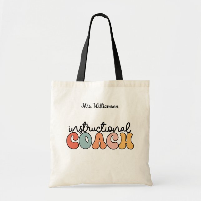 Bolso De Tela Personalizado Entrenador de Educación Retro (Frente)