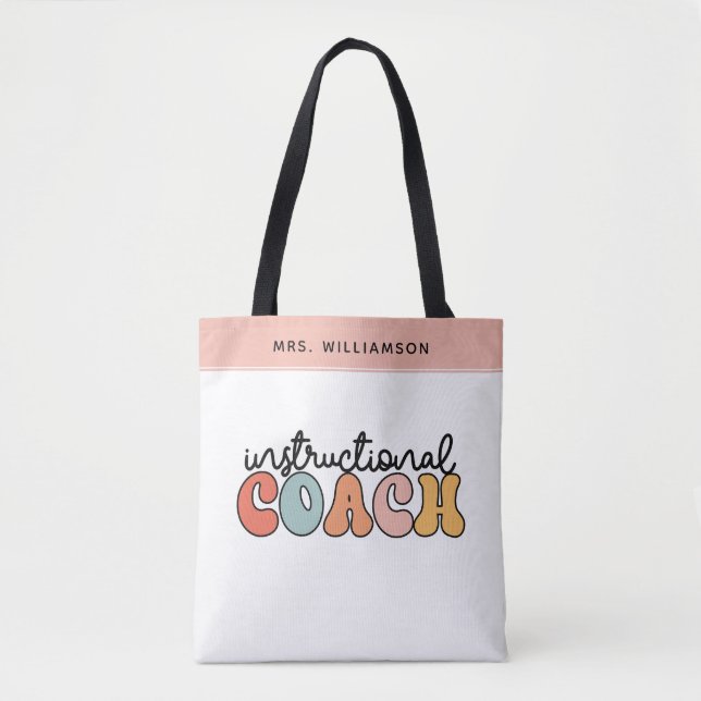 Bolso De Tela Personalizado Entrenador de Educación Retro (Anverso)