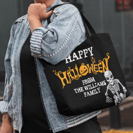 Bolso De Tela Personalizado Familia Halloween Fiesta anual Skele