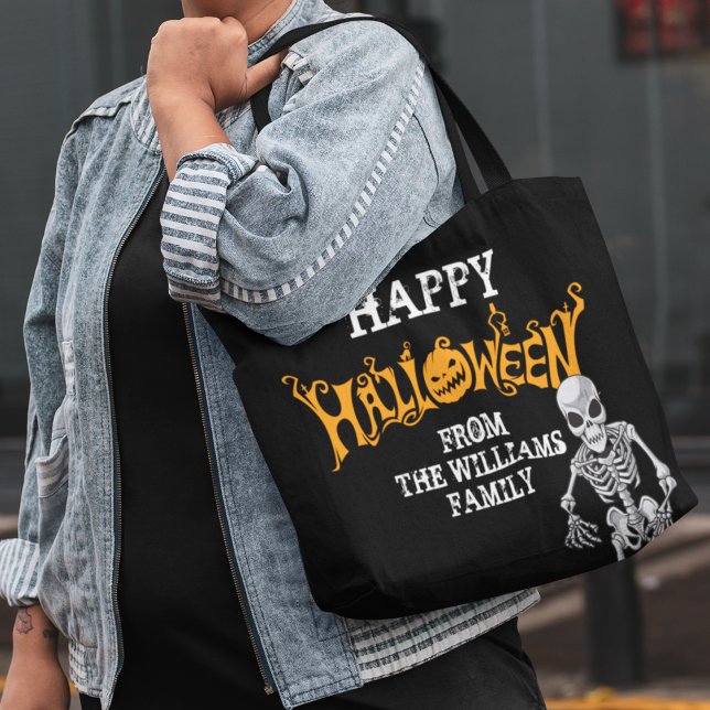 Bolso De Tela Personalizado Familia Halloween Fiesta anual Skele (Subido por el creador)