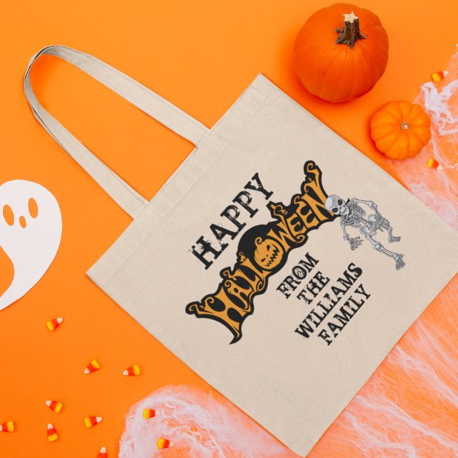 Bolso De Tela Personalizado Familia Halloween Fiesta anual Skele (Subido por el creador)
