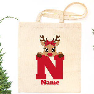 Bolso De Tela Personalizado familiar monogramada de Navidades co