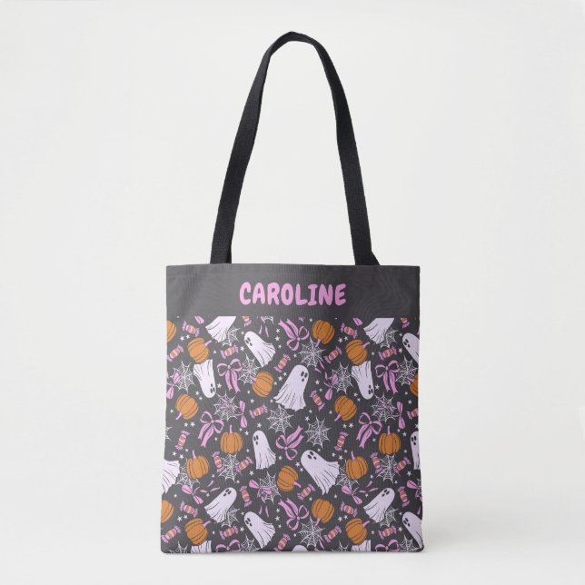 Bolso De Tela Personalizado Fantasmas Fantasmas Coquette Pink Bo (Anverso)