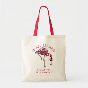 Bolso De Tela Personalizado Flamingo 50 cumpleaños cincuenta y f