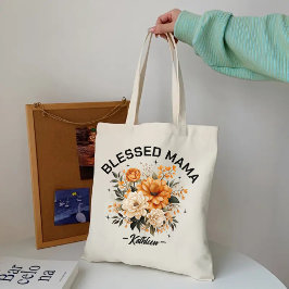 Bolso De Tela Personalizado Floral bendice a mamá Bag, regalo de