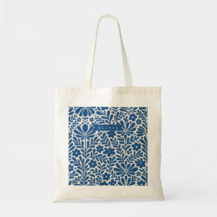 Bolso De Tela Personalizado Floral Folclórico Azul Nórdico