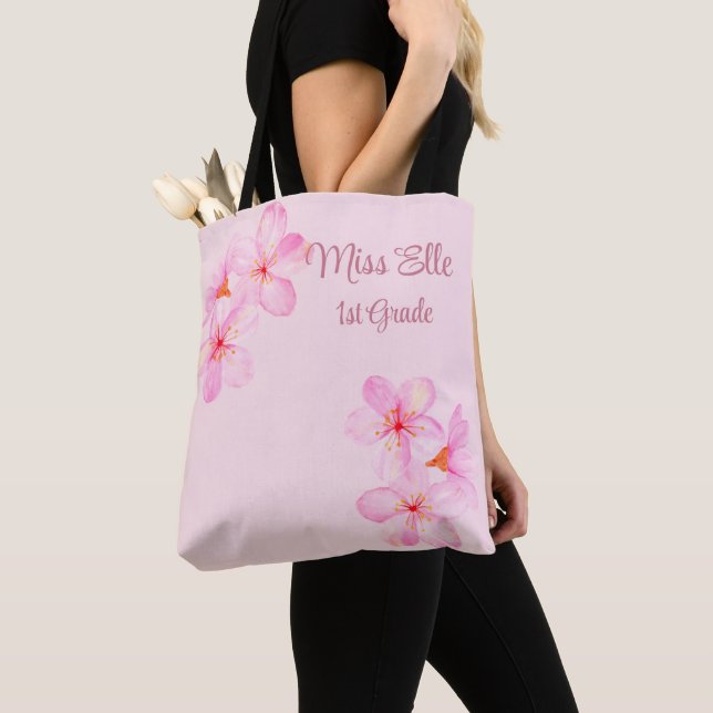Bolso De Tela Personalizado Floral Girly Pink (Detalle)