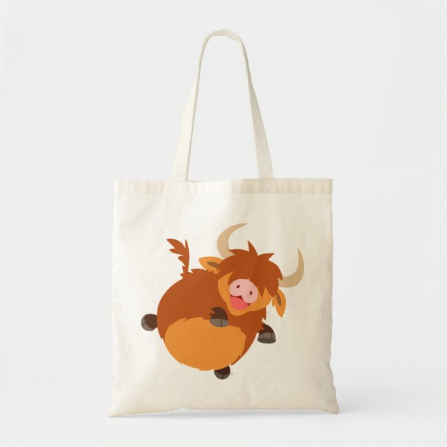 Bolso De Tela Personalizado flotante lindo Highland Cow Bag (Frente)