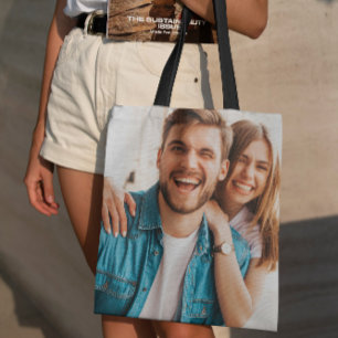 Bolso De Tela Personalizado Foto Cargada Diseño Su Propia Doble 