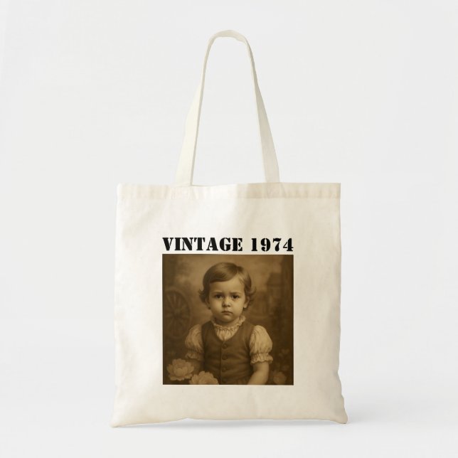 Bolso De Tela Personalizado Foto infantil y añada de año persona (Frente)