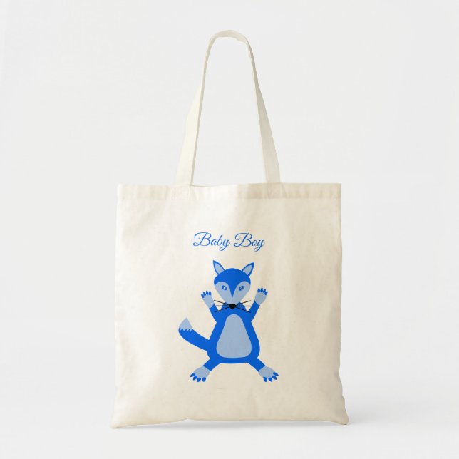 Bolso De Tela Personalizado Fox de Cute Blue Baby Boy (Frente)