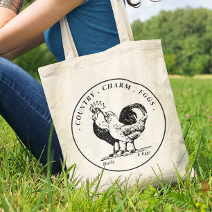 Bolso De Tela Personalizado Fresh Organic Eggs Farmhouse Busines