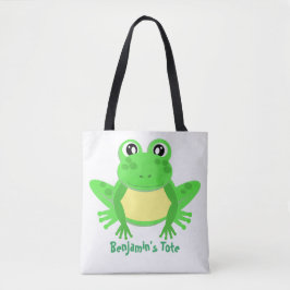 Bolso De Tela Personalizado Frog Green Cute