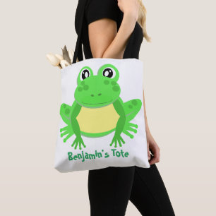 Bolso De Tela Personalizado Frog Green Cute