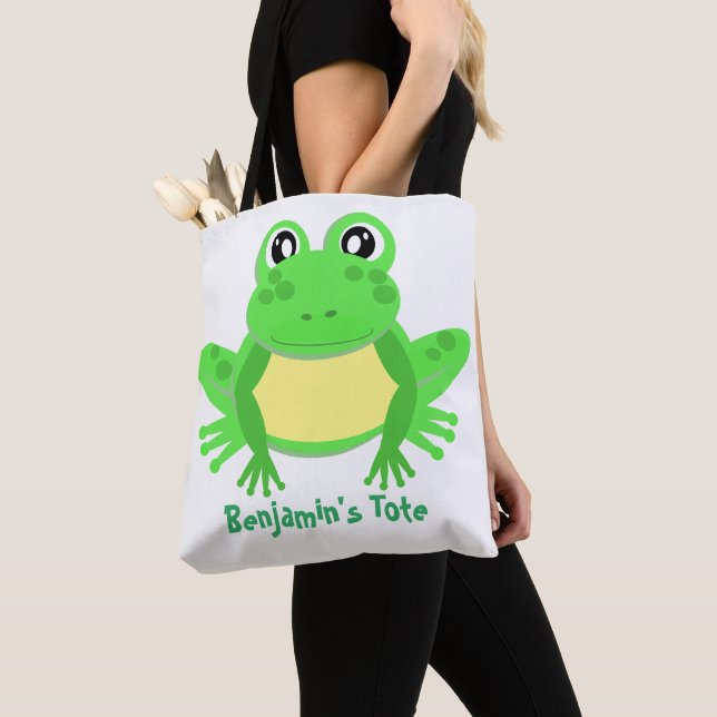 Bolso De Tela Personalizado Frog Green Cute (Detalle)