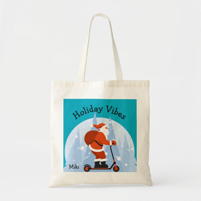 Bolso De Tela Personalizado Funny Moderno Santa Navidades Holida (Frente)