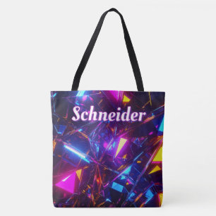 Bolso De Tela Personalizado Futurista Neon Prisma Nombre Persona