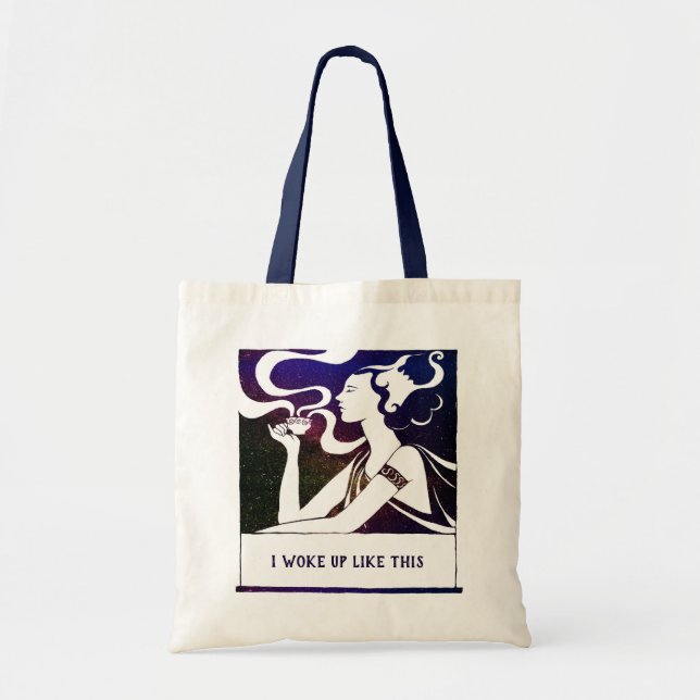 Bolso De Tela Personalizado Galaxy Café Art Nouveau Mujer Moda G (Frente)