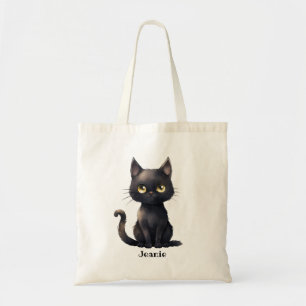 Bolso De Tela Personalizado gato negro de Halloween caprichoso