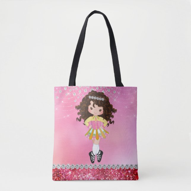 Bolso De Tela Personalizado Glam irlandés Dance Brunette Chica (Anverso)