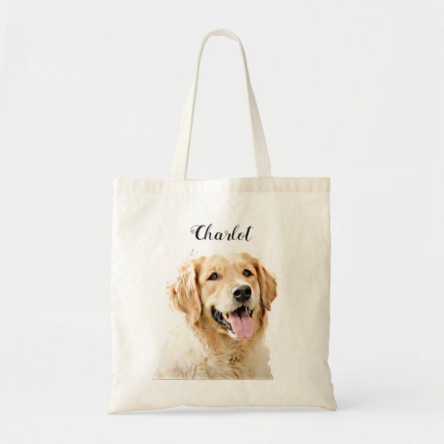 Bolso De Tela Personalizado Golden Retriever Dog Personalizado D (Frente)