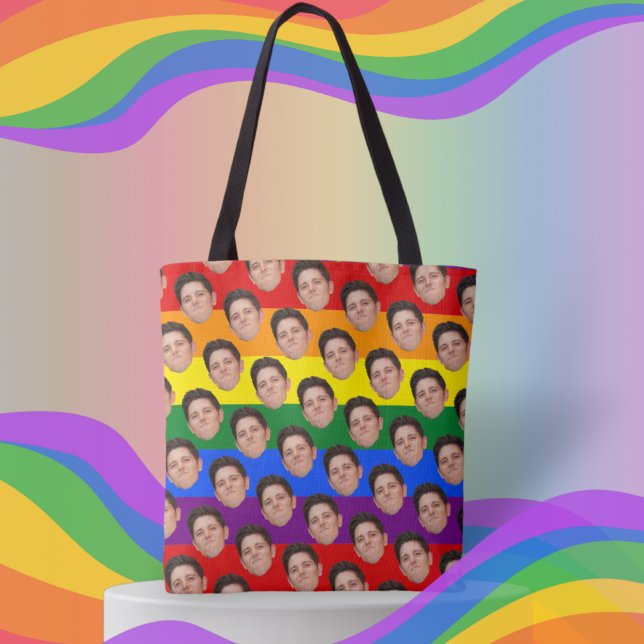 Bolso De Tela Personalizado Gracioso Face Photo Gay Pride Arcoir (Subido por el creador)