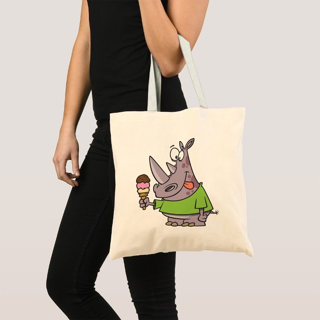 Bolso De Tela Personalizado gracioso rinoceronte comiendo helado (Subido por el creador)