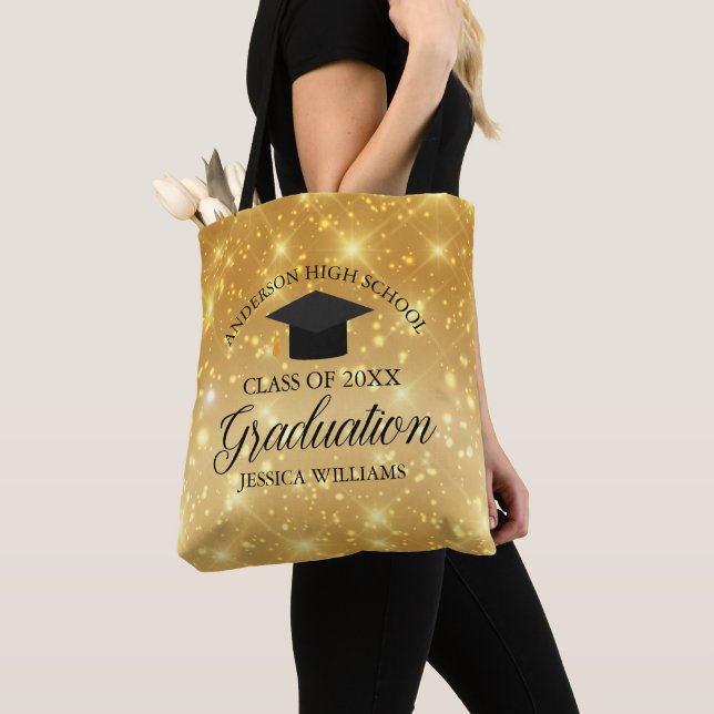 Bolso De Tela Personalizado Graduación Espuma de oro Monograma G (Detalle)