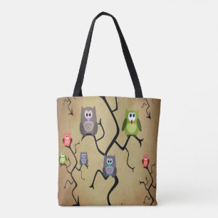 Bolso De Tela Personalizado Grandes Lechuzas