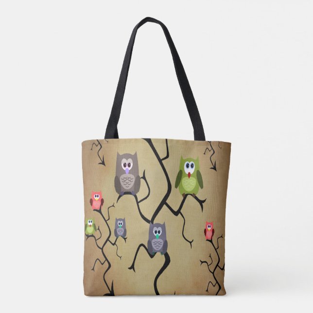 Bolso De Tela Personalizado Grandes Lechuzas (Reverso)