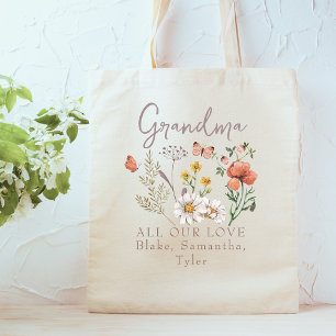 Bolso De Tela Personalizado Grandma Wildflowers
