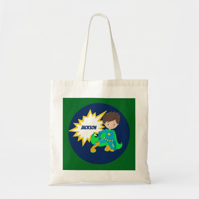 Bolso De Tela Personalizado Guay Superhéroe Kid Comic Book Actio (Frente)