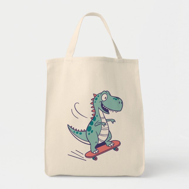 Bolso De Tela Personalizado Guay T-Rex en Skateboard (Frente)