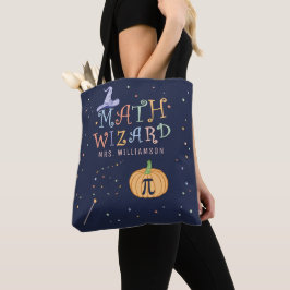 Bolso De Tela Personalizado Halloween Math Wizard Calabaza Pi Te