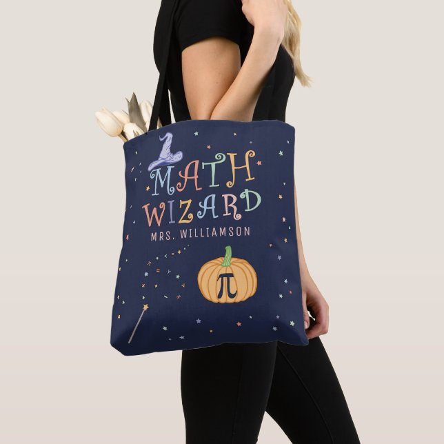 Bolso De Tela Personalizado Halloween Math Wizard Calabaza Pi Te (Detalle)
