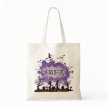 Personalizado Halloween Purple Name Witch Graveyar