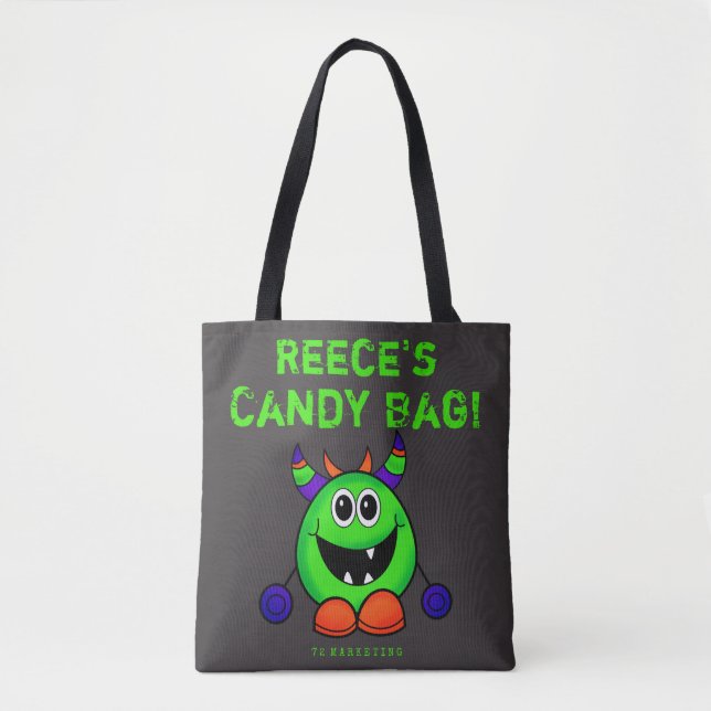Bolso De Tela Personalizado Halloween Trick o trata tote monstru (Anverso)
