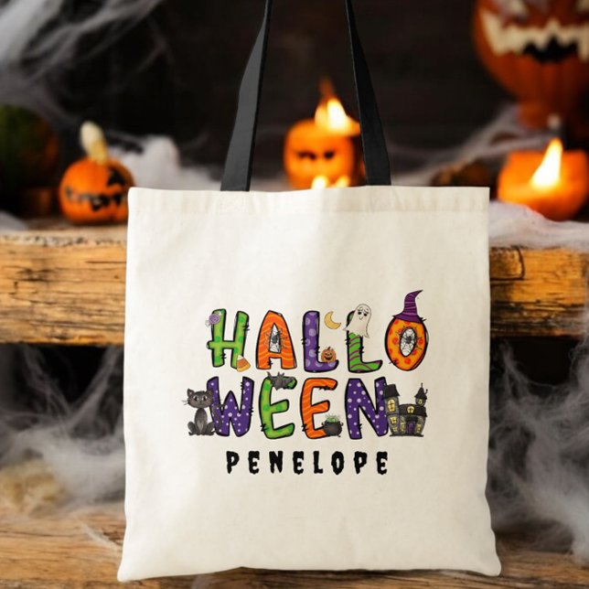 Bolso De Tela Personalizado Halloween Trick o Tratamiento de ele (Subido por el creador)