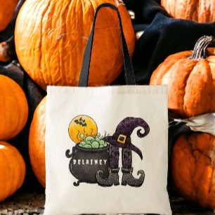 Bolso De Tela Personalizado Halloween Trick o Trate a Witch Bat