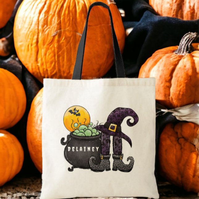Bolso De Tela Personalizado Halloween Trick o Trate a Witch Bat  (Subido por el creador)