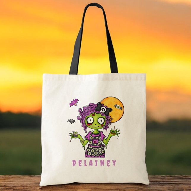 Bolso De Tela Personalizado Halloween Trick Treat Zombie Cook (Subido por el creador)