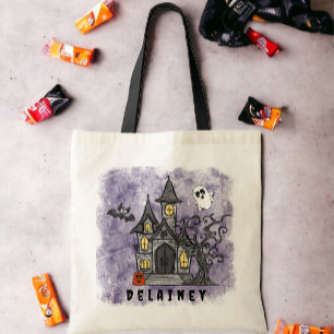 Bolso De Tela Personalizado Halloween Trick Tret Haunted House P