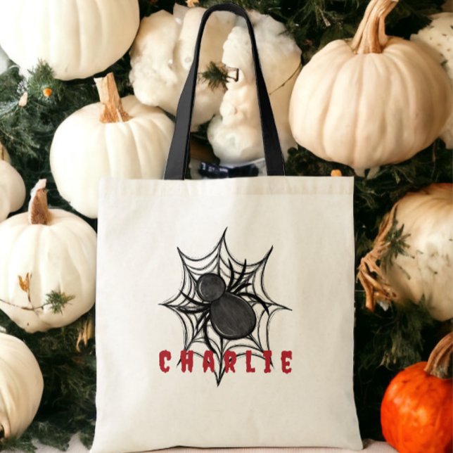 Bolso De Tela Personalizado Halloween Truco o trata a la araña w (Subido por el creador)